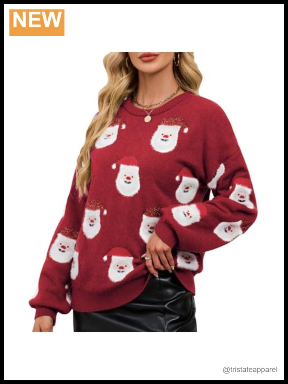 Women Funny Santa Ugly Christmas Sweater Long Sleeve Knitted Pullover